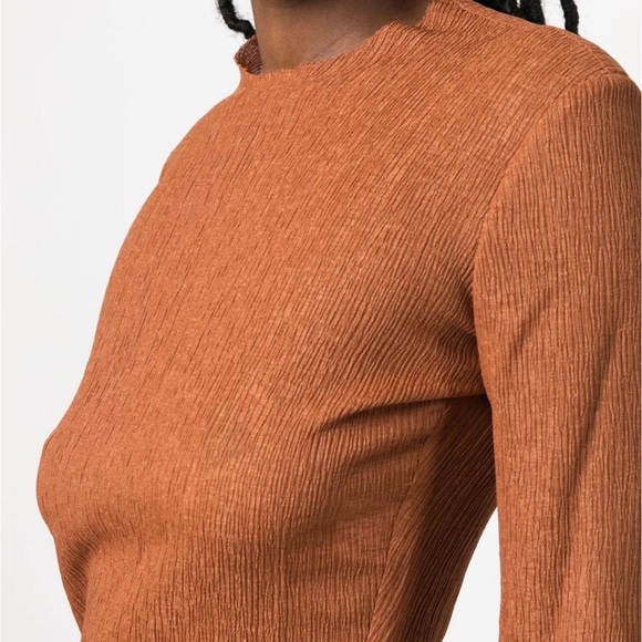 NWT (SOLD OUT) Ludovic de Saint Sernin Plisse Maxi Terracotta Ribbed Dress Small - Picture 5 of 7